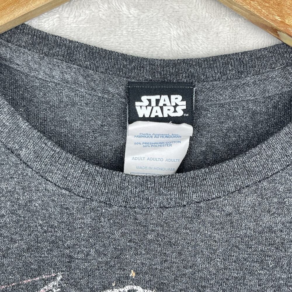 Vintage Star Wars Explosion Darth Vader Mens L Grey T Shirt Delta Pro Weight Y2K - Picture 3 of 10